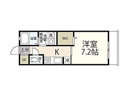 アローラ西広島 1Kの間取図画像