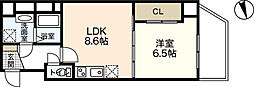 八丁堀iビル 1LDKの間取図画像