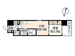 アーバイン比治山 1LDKの間取図画像