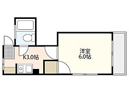 メルポートNo.3 1Kの間取図画像