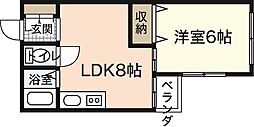 荒谷ビル 1LDKの間取図画像