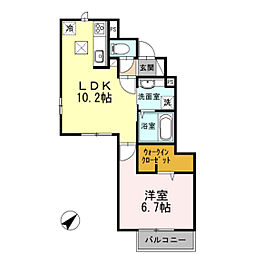 ファイブスタ牛田 1LDKの間取図画像