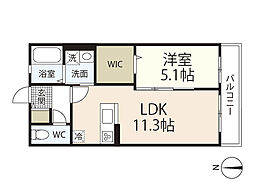 ポルトボヌール上安 1LDKの間取図画像
