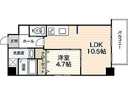 ASTER中広 1LDKの間取図画像