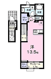 ラルチェI ワンルームの間取図画像