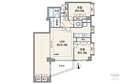 ソブリン洗足 2LDKの間取図画像