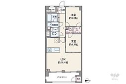 東建マンション学芸大 2LDKの間取図画像