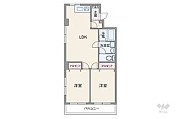 第二愛知マンション 2LDKの間取図画像
