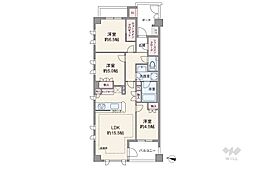 パークホームズ下目黒 3LDKの間取図画像