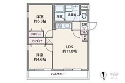 ベルグリーン池上 2LDKの間取図画像