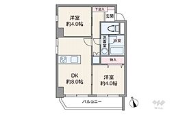 ロイヤルパレス 2DKの間取図画像