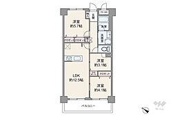 東急ドエルアルス久が原B号棟 3LDKの間取図画像