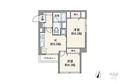 パール馬込 2Kの間取図画像