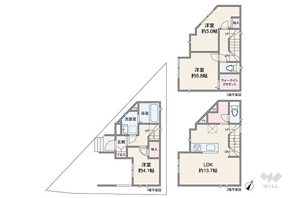 間取り 川崎市高津区梶ケ谷1丁目 一戸建て
