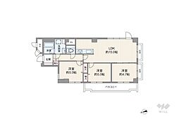 三井馬事公苑南ハイツ 3LDKの間取図画像