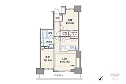 シャリエ三軒茶屋 2LDKの間取図画像