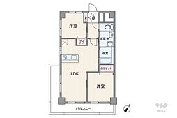 マンション弦巻 2LDKの間取図画像