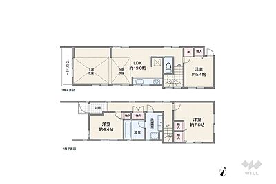 間取り:間取りは延床面積77.80平米の3LDK。2階リビングのプラン。 間取り:間取りは延床面積77.80平米の3LDK。2階リビングのプラン。