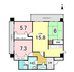 グリーンヒルズマンションパレット 3LDKの間取図画像