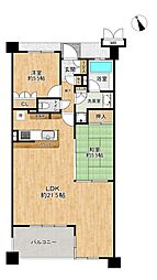 エクアス津田沼 2LDKの間取図画像
