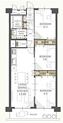 新松戸中央パークハウスB棟 3LDKの間取図画像