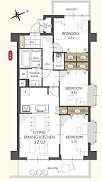 ライオンズマンション松戸六高台 3LDKの間取図画像
