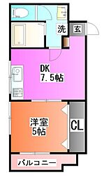 JR埼京線 戸田公園駅 徒歩6分の賃貸マンション 4階1DKの間取り