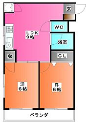 ローヤルマンション 6階2LDKの間取り