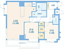 ウィン麻布十番 2LDKの間取図画像