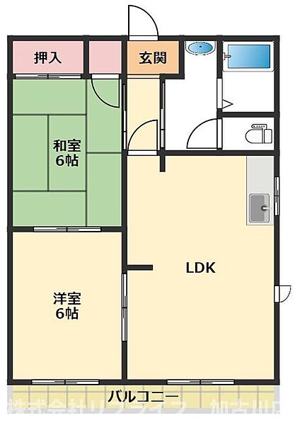 サンシャインハイム 101｜兵庫県加古川市加古川町北在家(賃貸アパート2LDK・1階・48.52㎡)の写真 その2