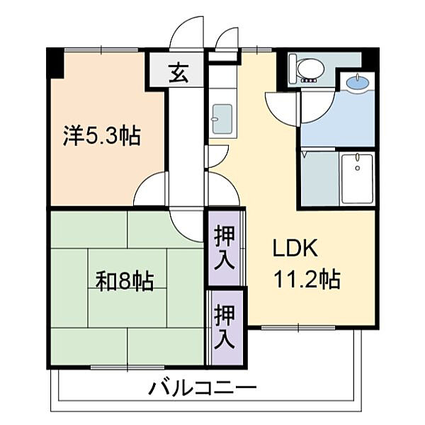 ユニハイツ 201｜兵庫県加古川市尾上町池田(賃貸マンション2LDK・2階・55.08㎡)の写真 その2