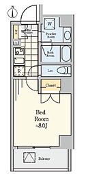 都営新宿線 菊川駅 徒歩3分の賃貸マンション 4階1Kの間取り