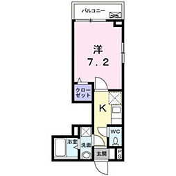 JR総武線 小岩駅 徒歩13分の賃貸マンション 2階1Kの間取り