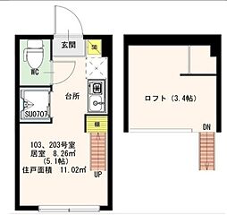 東京メトロ東西線 東陽町駅 徒歩7分の賃貸アパート 1階ワンルームの間取り