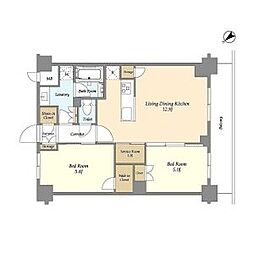 都営新宿線 瑞江駅 徒歩7分の賃貸マンション 5階2SLDKの間取り