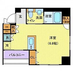 東京メトロ半蔵門線 水天宮前駅 徒歩3分の賃貸マンション 10階ワンルームの間取り