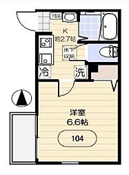 都営新宿線 大島駅 徒歩9分の賃貸アパート 1階1Kの間取り