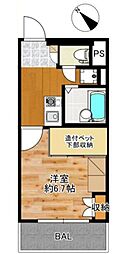 クレイン 1Kの間取図画像