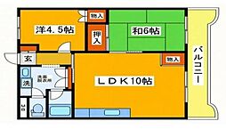 ヴィラ.アデュサム 2LDKの間取図画像