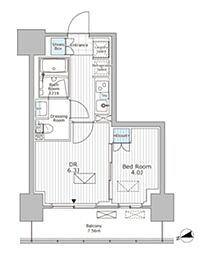パークアクシス市川 1DKの間取図画像