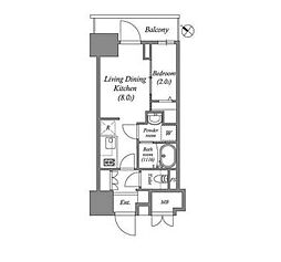 レフィールオーブ南行徳駅前 1LDKの間取図画像