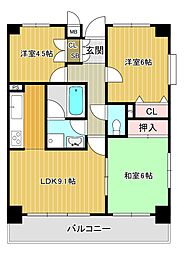 リバーサイド北田辺 3LDKの間取図画像