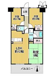 ディオ・フェルティ都島 3LDKの間取図画像