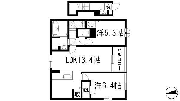 グランヴェール ｜兵庫県伊丹市池尻1丁目(賃貸アパート2LDK・2階・59.16㎡)の写真 その2