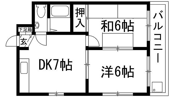 グリーンハイム塔の町 ｜兵庫県宝塚市塔の町(賃貸マンション2DK・3階・37.26㎡)の写真 その2