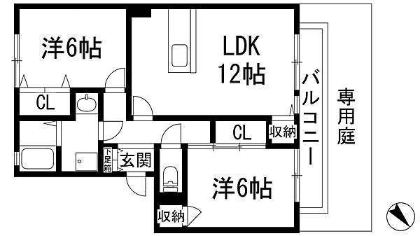 アビタシオン仁川2 ｜兵庫県宝塚市鹿塩1丁目(賃貸アパート2LDK・1階・58.34㎡)の写真 その2