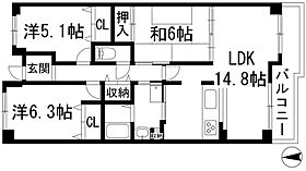 西宮名塩グリーンマンション  ｜ 兵庫県西宮市名塩1丁目（賃貸マンション3LDK・5階・71.39㎡） その2