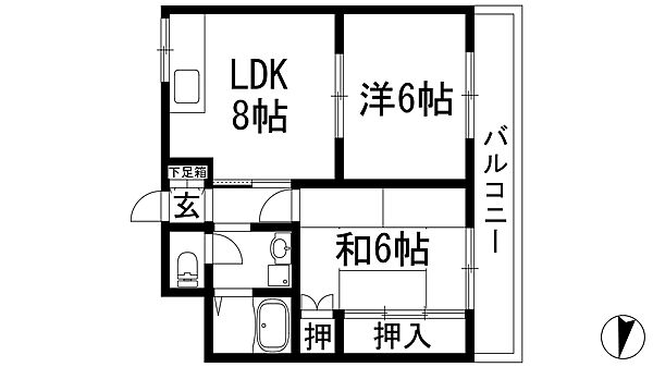 聖隆エレガントハイツ ｜兵庫県伊丹市山田5丁目(賃貸マンション2LDK・1階・45.72㎡)の写真 その2