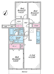 藤和東林間コープ 3LDKの間取図画像