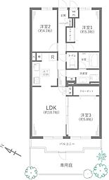 ライオンズマンション小田急相模原第3 3LDKの間取図画像